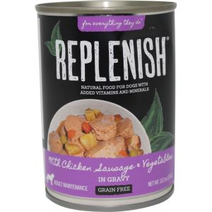 Replenish Pet - Grain Free Canned Dog Food - Chicken/Sausage/Veggies - 13.2 oz Replenish Pet - Grain Free Canned Dog Food - Chicken/Sausage/Veggies - 13.2 oz