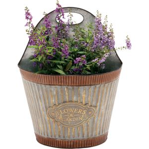 Deer Park Ironworks - Wide Corrugated Wall Planter Flowers And Garden - Galvanized Deer Park Ironworks - Wide Corrugated Wall Planter Flowers And Garden - Galvanized