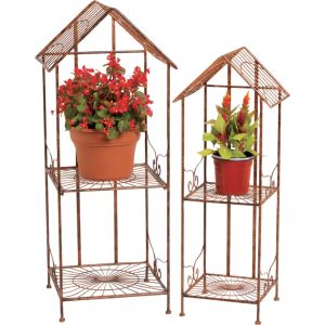 Deer Park Ironworks - Sunburst Canopy Plant Stand - Natural Patina - Set Of 2 Deer Park Ironworks - Sunburst Canopy Plant Stand - Natural Patina - Set Of 2