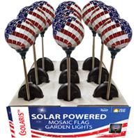 Alpine Corporation - Solar Americana Mosaic Glass Glove Stake - Red/White/Blue - 4x4x33 Inch Alpine Corporation - Solar Americana Mosaic Glass Glove Stake - Red/White/Blue - 4x4x33 Inch