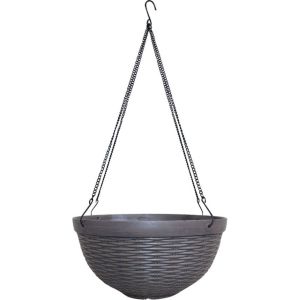 Southern Patio - Jamaica Wicker Hanging Basket With Metal Display - Brown - 12 Inch Southern Patio - Jamaica Wicker Hanging Basket With Metal Display - Brown - 12 Inch