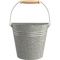 Panacea - Half Round Wall Buckets With Wood Handles-Galvanized-10.3X5.3X8.6 Panacea - Half Round Wall Buckets With Wood Handles-Galvanized-10.3X5.3X8.6