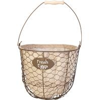 Panacea - Egg Gathering Basket/Planter With Burlap Liner-Rust W/Burlap-10 X 8 Panacea - Egg Gathering Basket/Planter With Burlap Liner-Rust W/Burlap-10 X 8