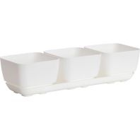 Novelty Mfg - Herb Trio with Attached Tray - White - 4 Inch Novelty Mfg - Herb Trio with Attached Tray - White - 4 Inch