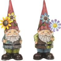 Alpine Corporation - Gnomes Holding Flower Garden Statue - 17 Inch Alpine Corporation - Gnomes Holding Flower Garden Statue - 17 Inch