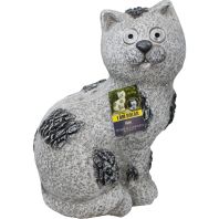 Alpine Corporation - Solar Slate Cat Garden Statue With Led Lights - 14 In Alpine Corporation - Solar Slate Cat Garden Statue With Led Lights - 14 In
