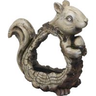 Alpine Corporation - Stone Squirrel Planter With Wooden Carved Finish - 15 In Alpine Corporation - Stone Squirrel Planter With Wooden Carved Finish - 15 In