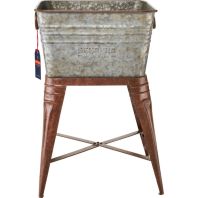 Behrens Manufacturing - Embossed Aged Galvanized Square Tub with Stand Behrens Manufacturing - Embossed Aged Galvanized Square Tub with Stand