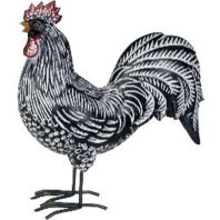 Exhart - Rooster Statue - Black/White Stripes Exhart - Rooster Statue - Black/White Stripes