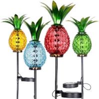 Exhart - Solar Pineapple Garden Stakes In Tray Display - Assorted - 12 Piece Exhart - Solar Pineapple Garden Stakes In Tray Display - Assorted - 12 Piece
