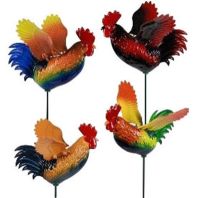 Exhart - Windywings Rooster Garden Stake - Multi - 7 Inch/24 Piece Exhart - Windywings Rooster Garden Stake - Multi - 7 Inch/24 Piece