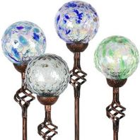 Exhart - Solar Pearlized Glass Honeycomb Garden Stakes - Assorted Exhart - Solar Pearlized Glass Honeycomb Garden Stakes - Assorted